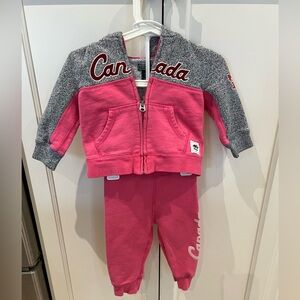 Roots Gray and Pink Kids Matching track Set 12-18m